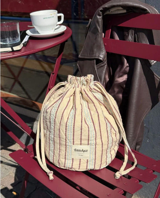 Knitter's Project Bag - Seersucker Twin Stripe