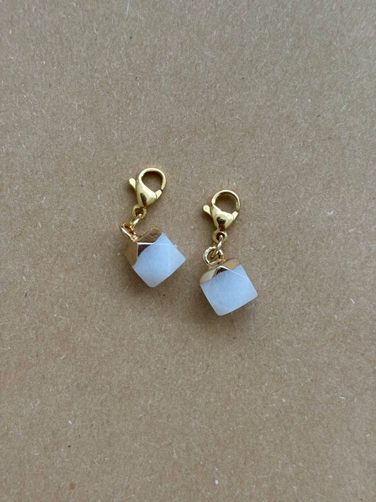 Natural Gemstone Stitch Marker - White Jade