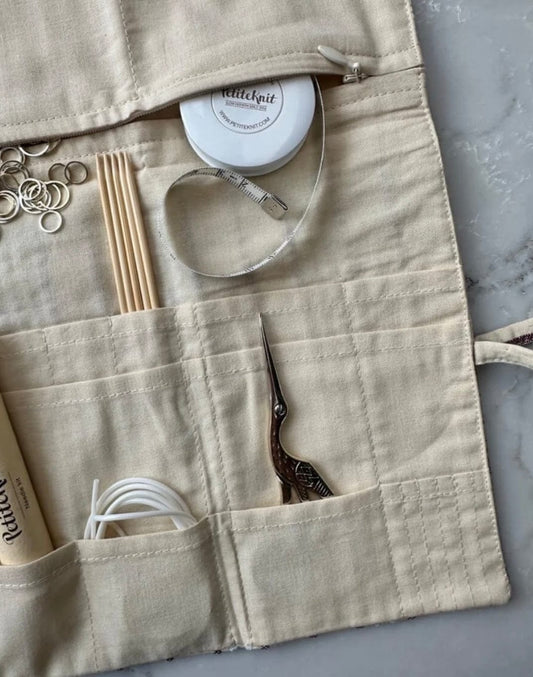 Knitter's Needle Case - To Go - Seersucker Twin Stripe