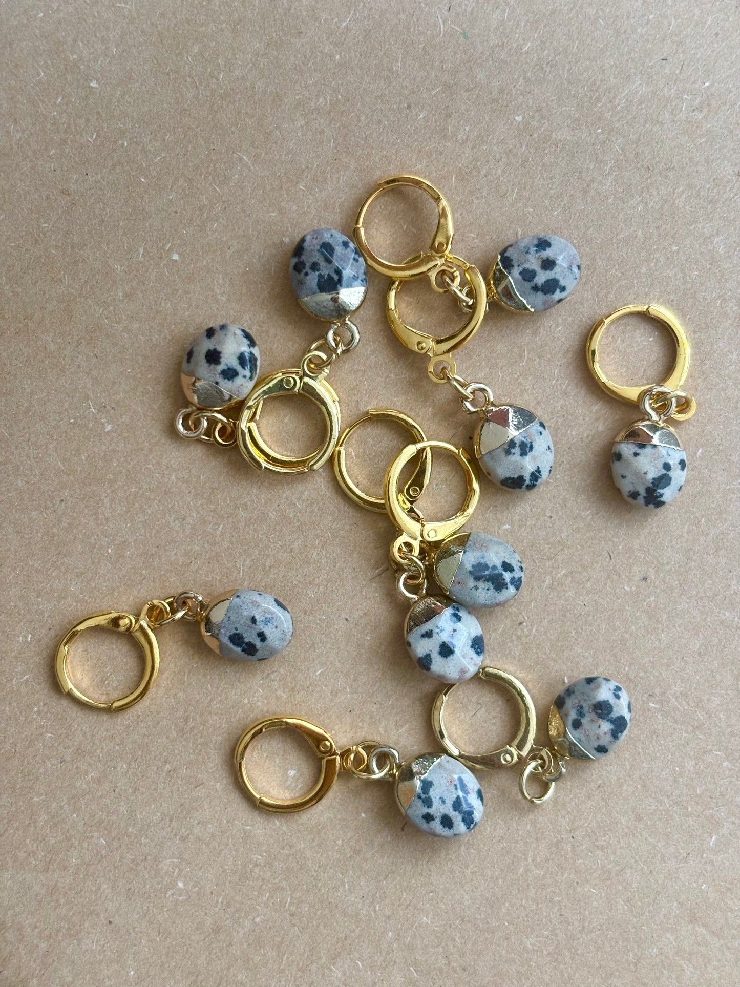 Natural Gemstone Stitch Marker - Dalmatian Jasper