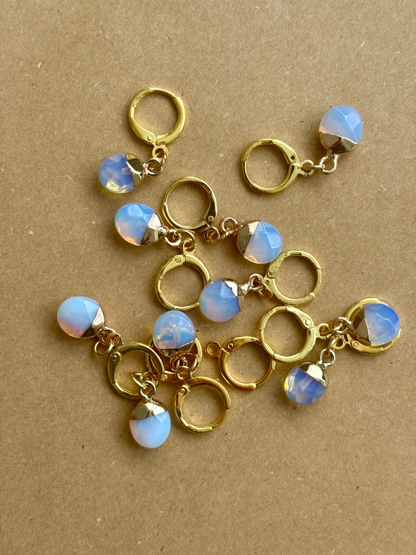 Natural Gemstone Stitch Markers - Opalite