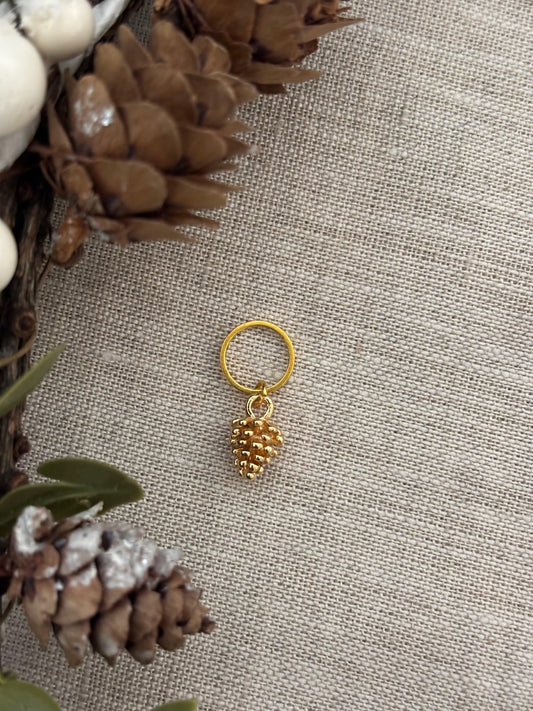 Golden Pine Cone Stitch Marker