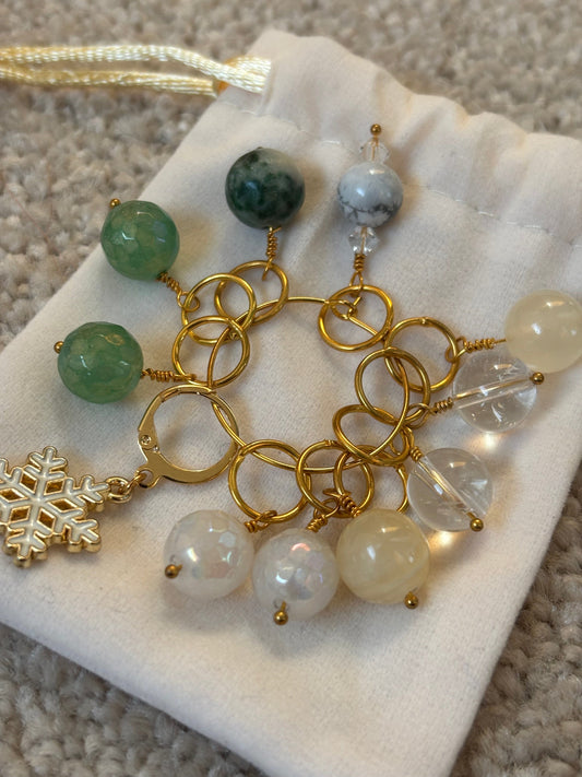 Green winter stitch marker set