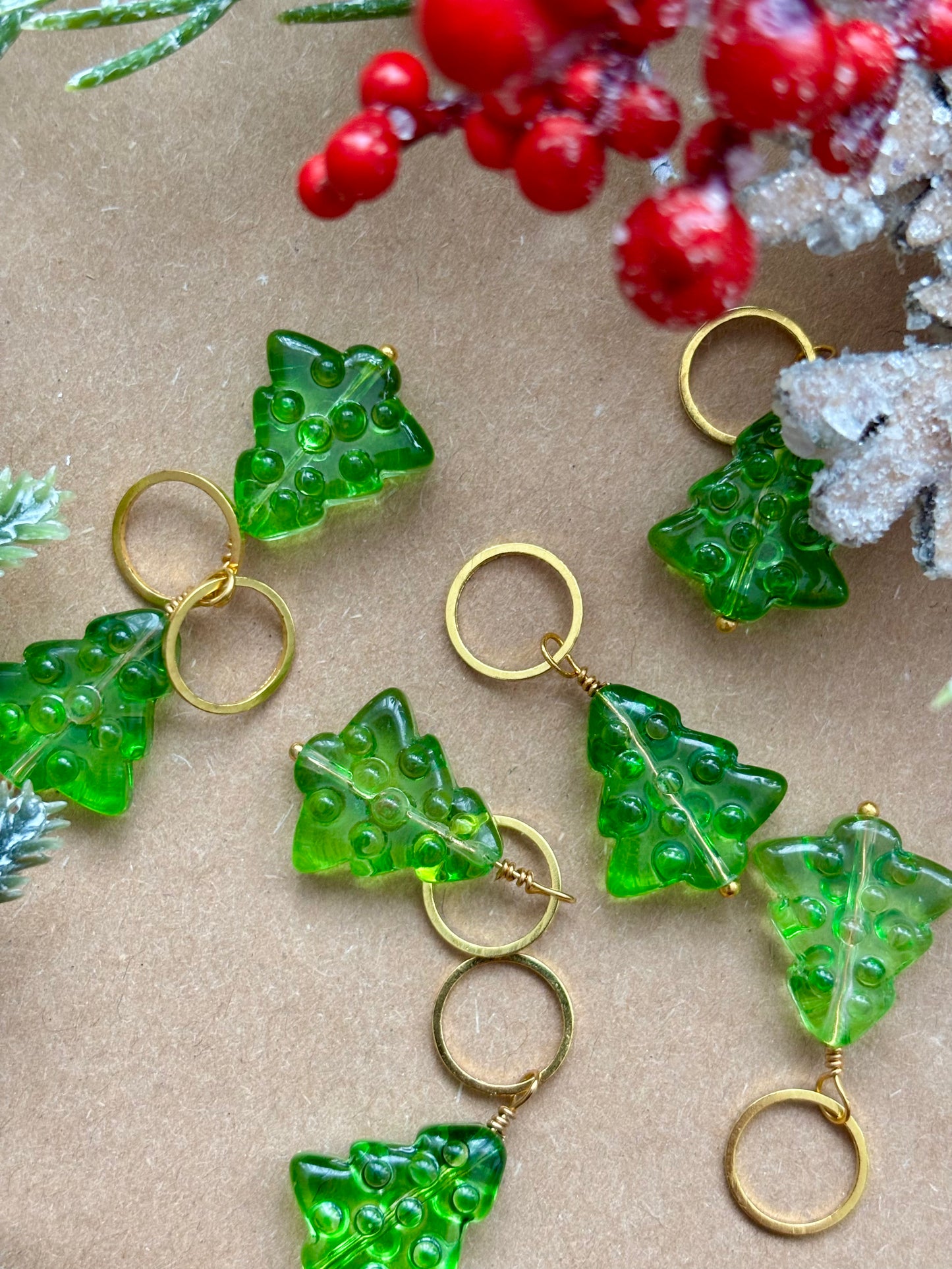 Glass Christmas Tree Stitch Marker