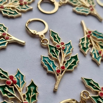 Holly Branch Stitch Marker / Progress Keeper