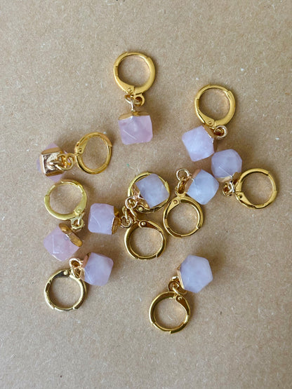 Natural Gemstone Stitch Marker - Rose Quartz