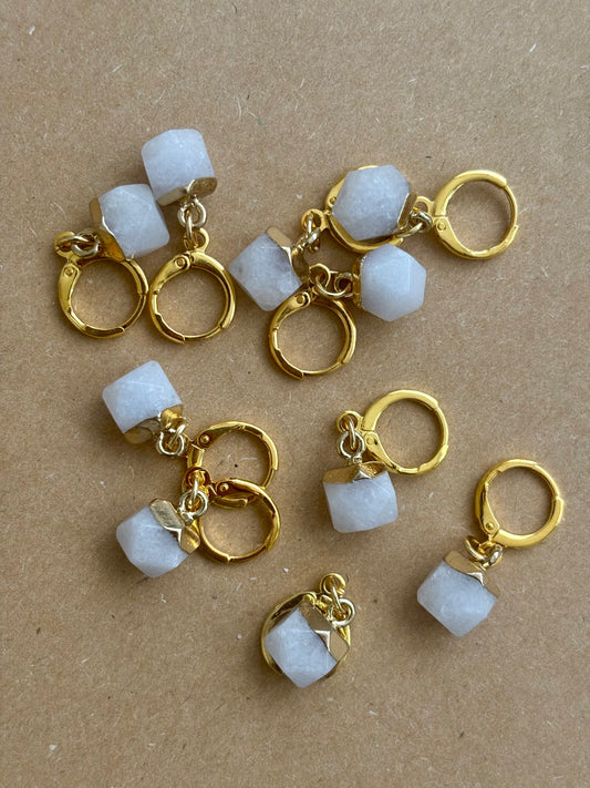Natural Gemstone Stitch Marker - White Jade