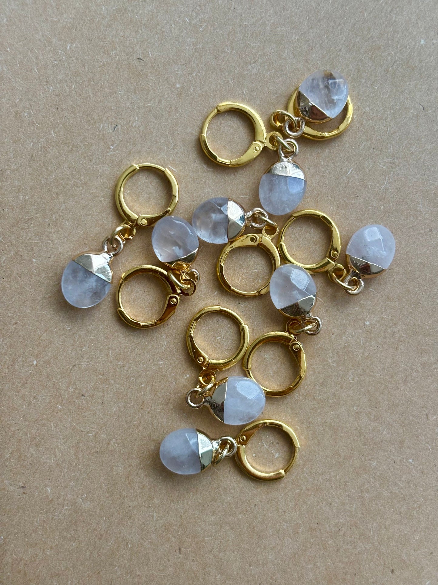 Natural Gemstone Stitch Markers - Clear Quartz
