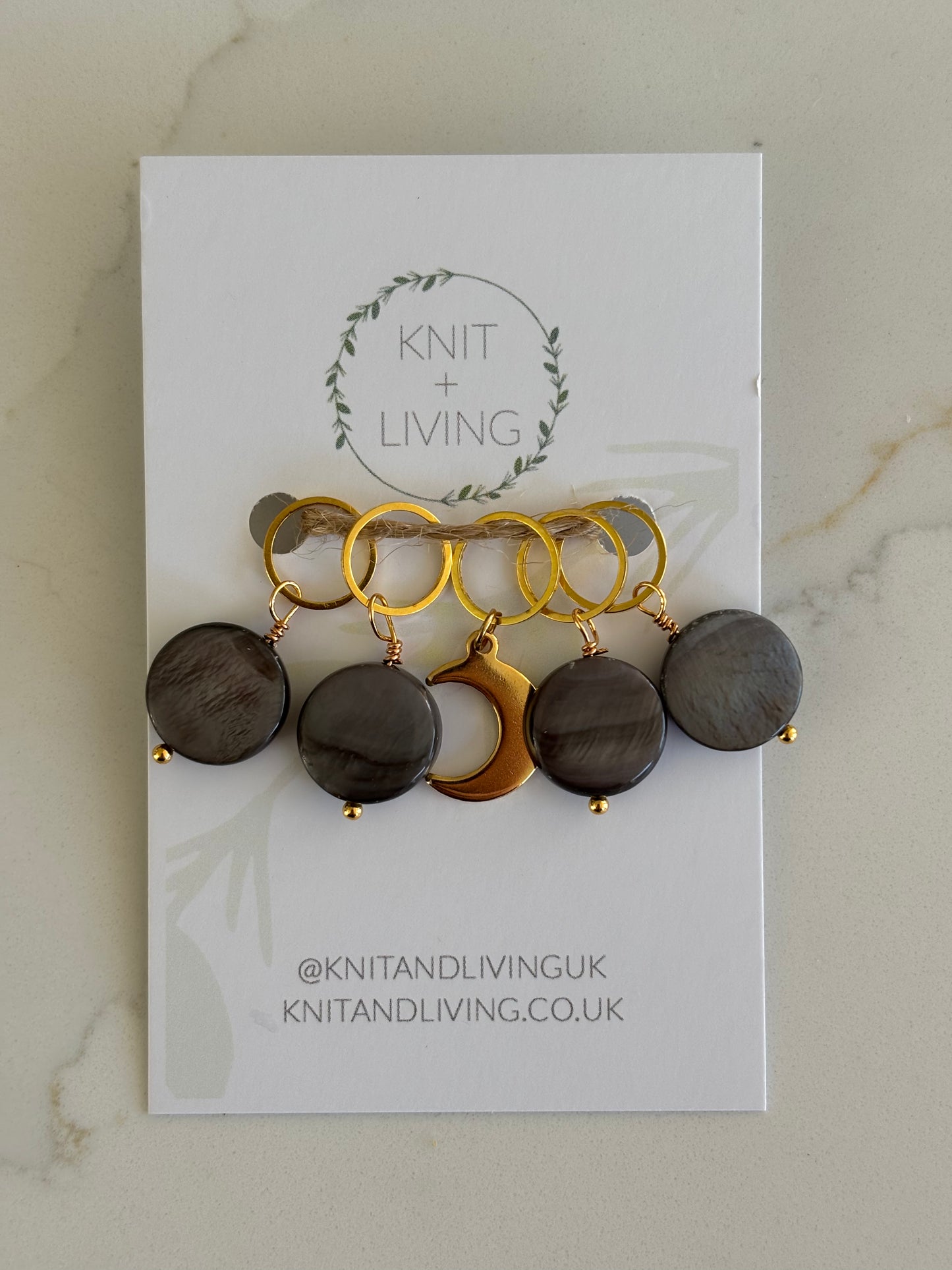 Many Moons Recycled Stitch Marker Set - set of 5