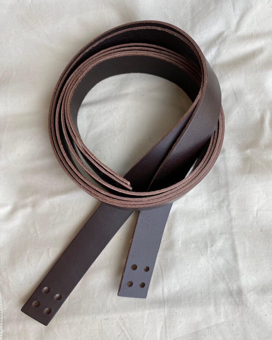 Dark Brown Leather Straps for French Market Bag by Petite Knit