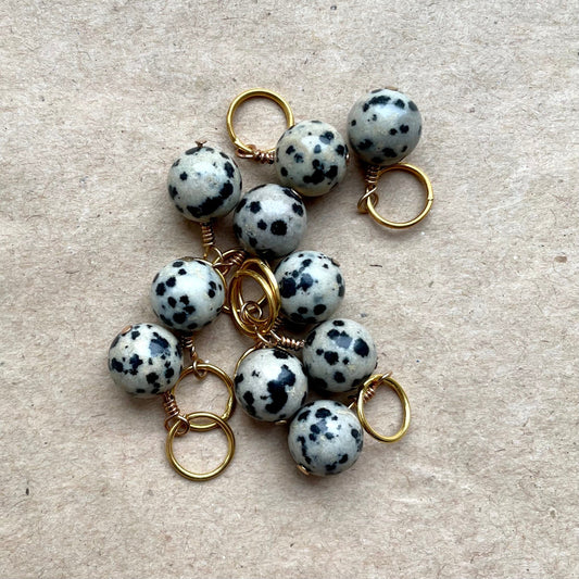 Dalmatian Jasper Round Bead Stitch Marker Set of 4