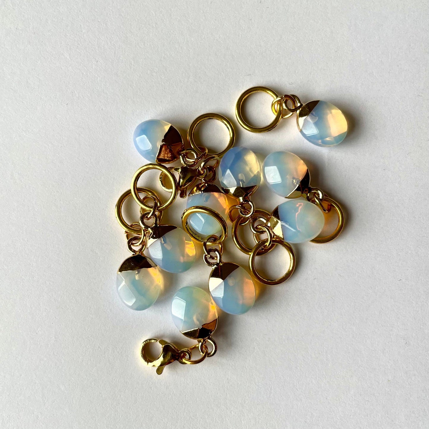 Natural Gemstone Stitch Markers - Opalite