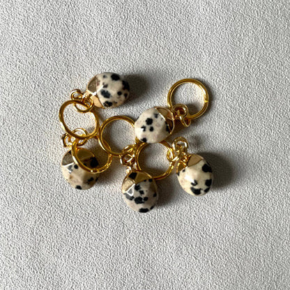 Natural Gemstone Stitch Marker - Dalmatian Jasper