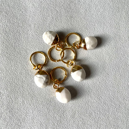 Natural Gemstone Stitch Markers -  Howlite