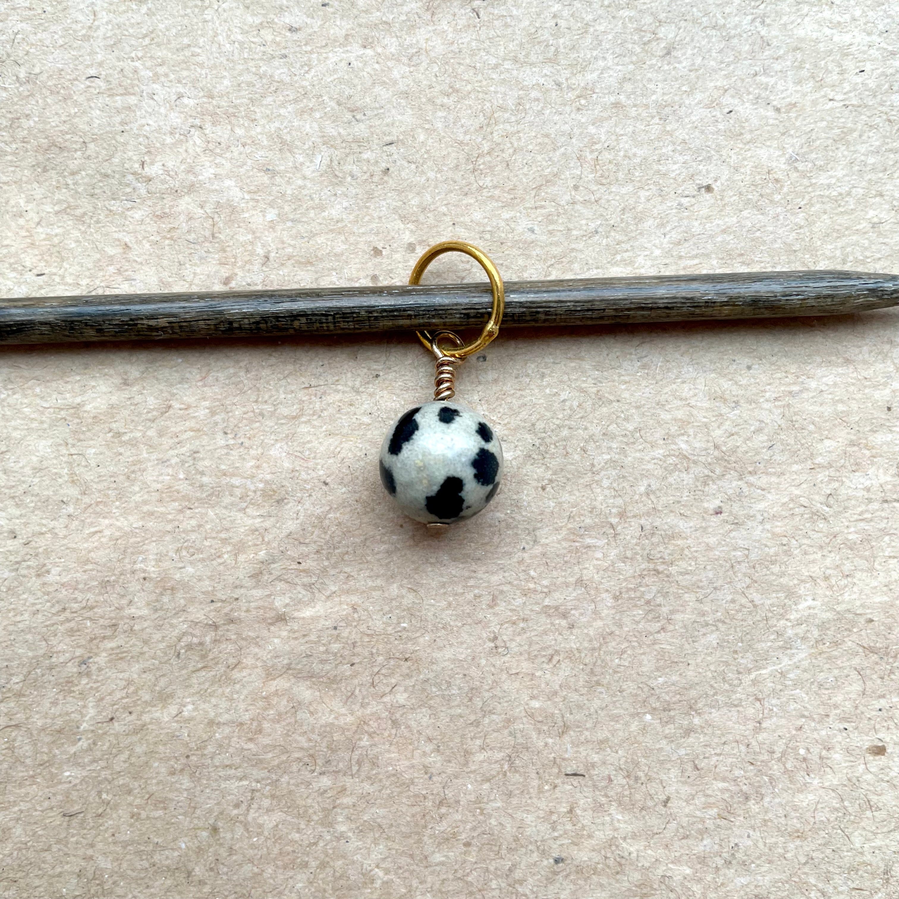 Dalmatian Jasper Round Bead Stitch Marker Set of 4
