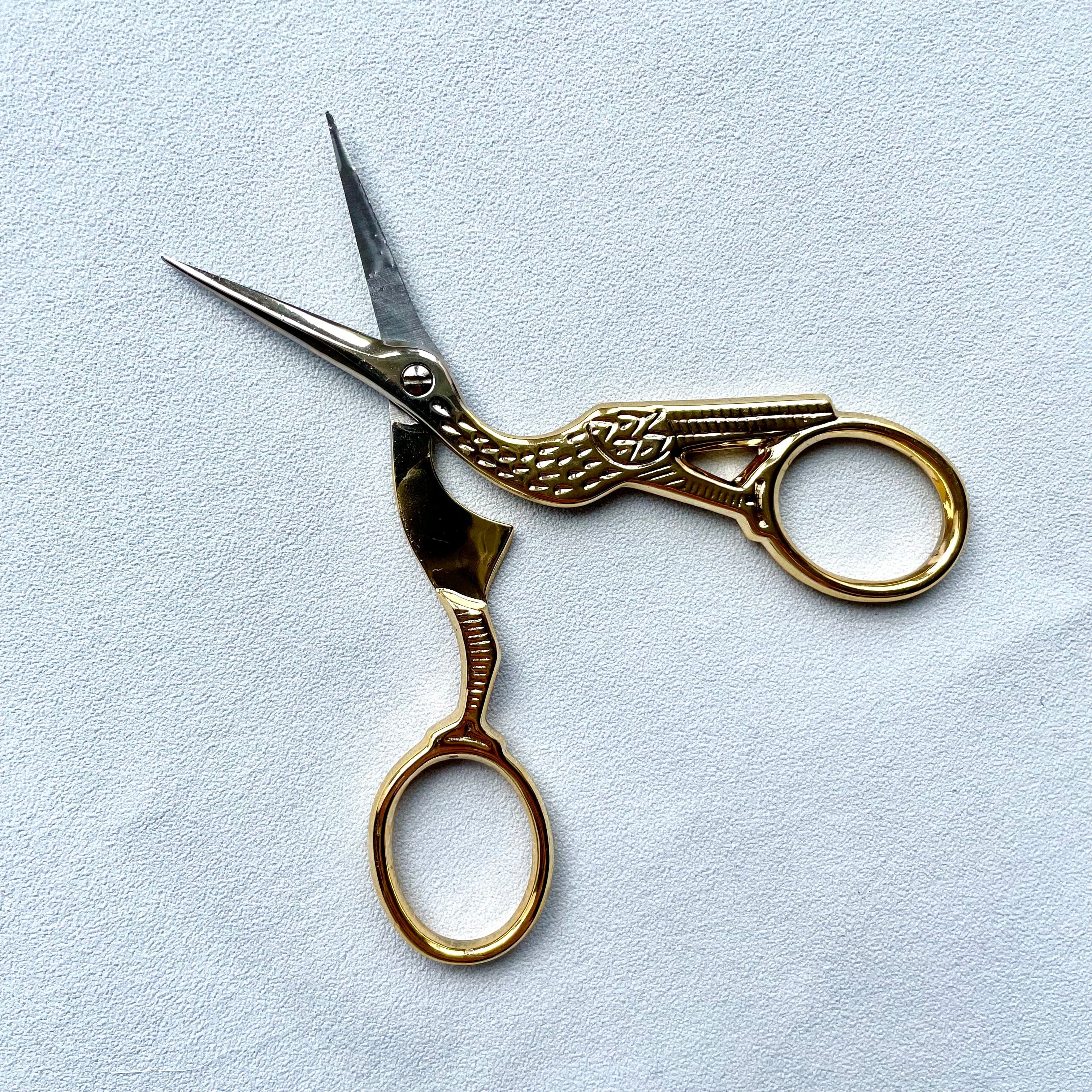Stainless Steel Stork Embroidery Scissors With Muud Case