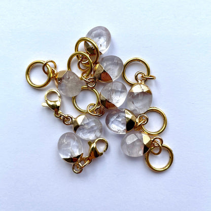 Natural Gemstone Stitch Markers - Clear Quartz